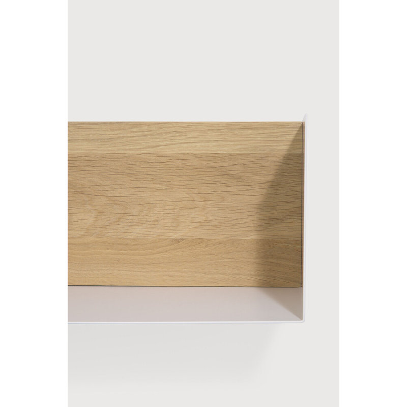 U Oak Solid Wood Accent Shelf, 5.9" H x 27.6" W x 5.9" D, White