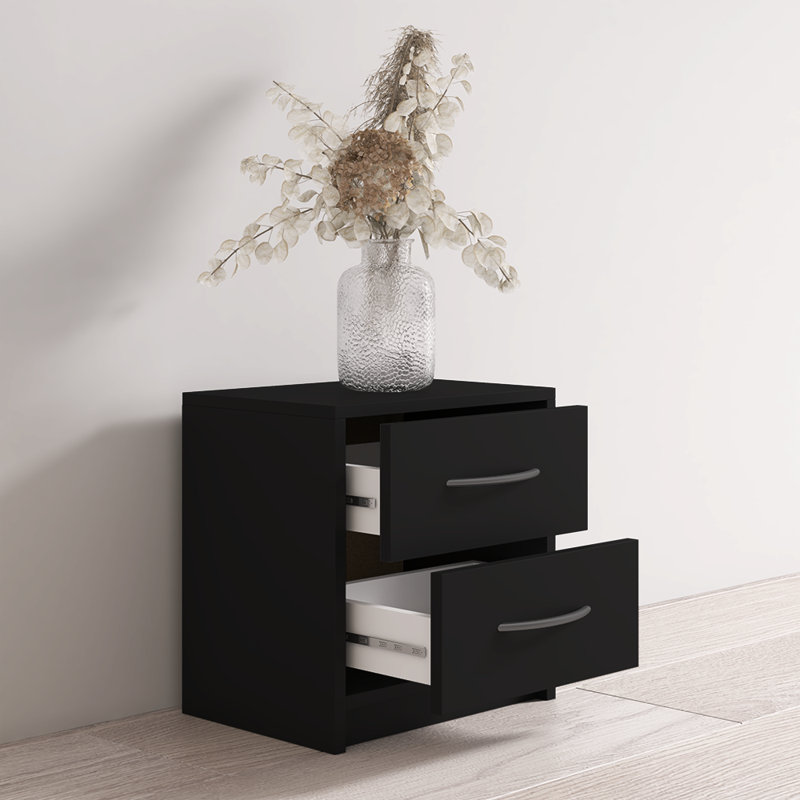 Wesseline 15.2" Nightstand with Matte Finish, Black