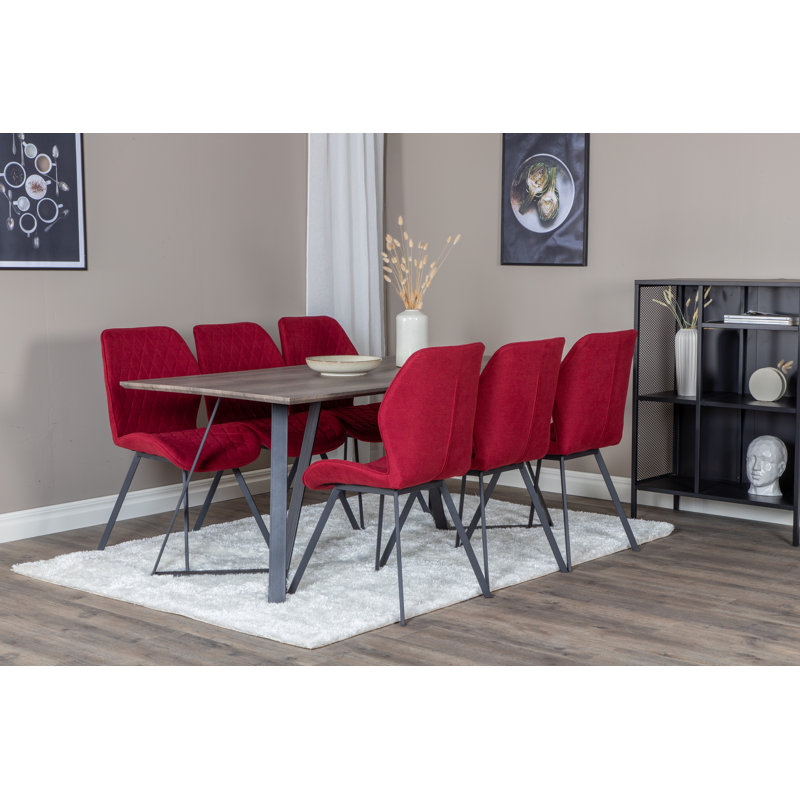 Rowe 6 - Person Dining Set, Red