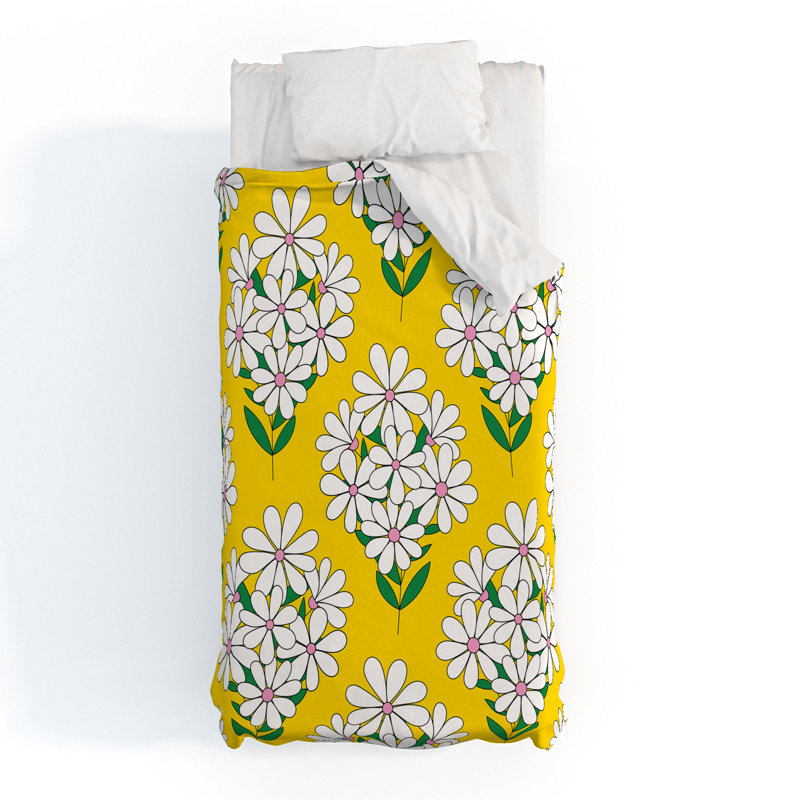 Ensemble d'édredon en coton jaune / blanc / vert Jenean Morrison, Édredon simple