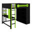 Structure de lit contemporaine avec bureau et garde-robe combinés, rehaussée par une atmosphère à DEL programmable-767788553