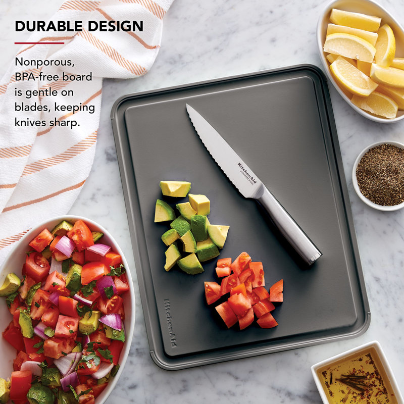 Planche à découper Kitchenaid en poly 11 x 14 po, Gris foncé
