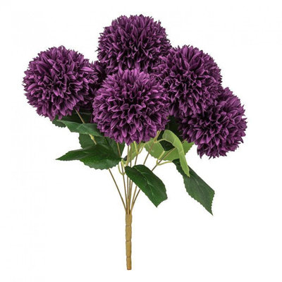 Purple 7 Pompom Dahlia Bouquet Artificial Flower