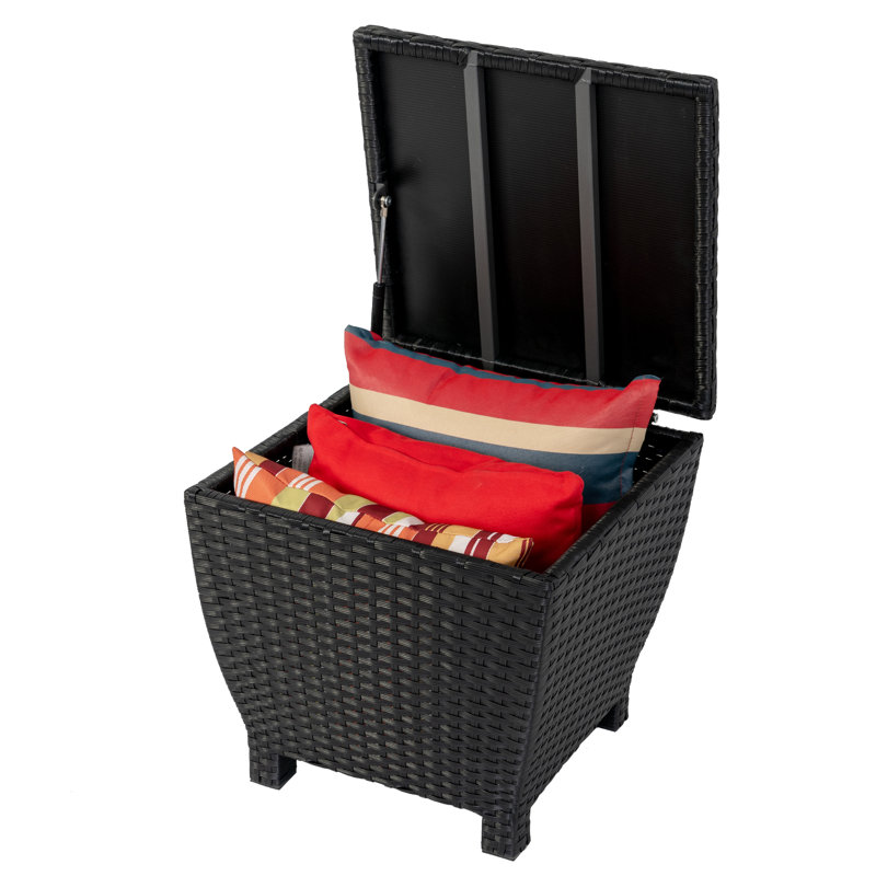 Petite boîte de rangement d'extérieur avec couvercle, Noir