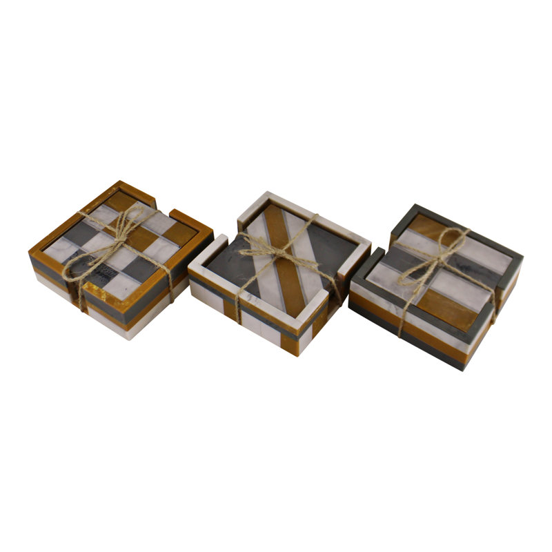 Resin Square 4 Piece Coaster Set
