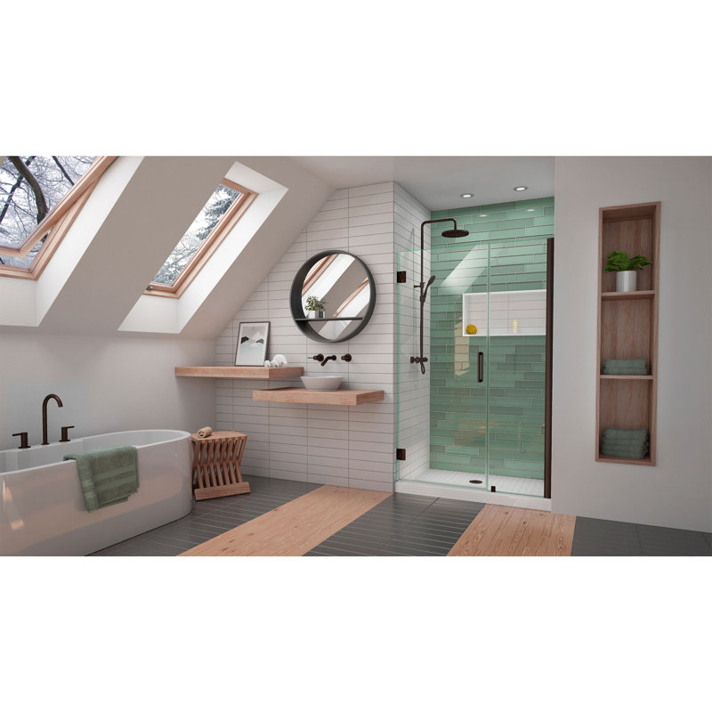 Unidoor-LS 43'' W x 72" H Hinged Frameless Shower Door with ClearMax Glass Treatment