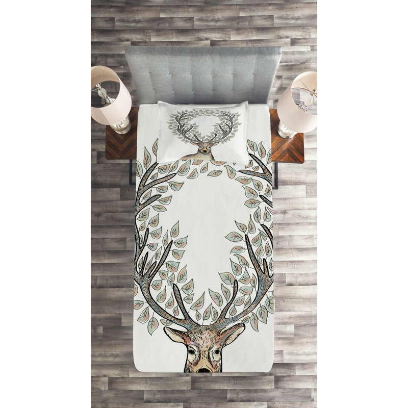 Rustic Polyester Floral Coverlet, Twin Bedspread + 1 Sham
