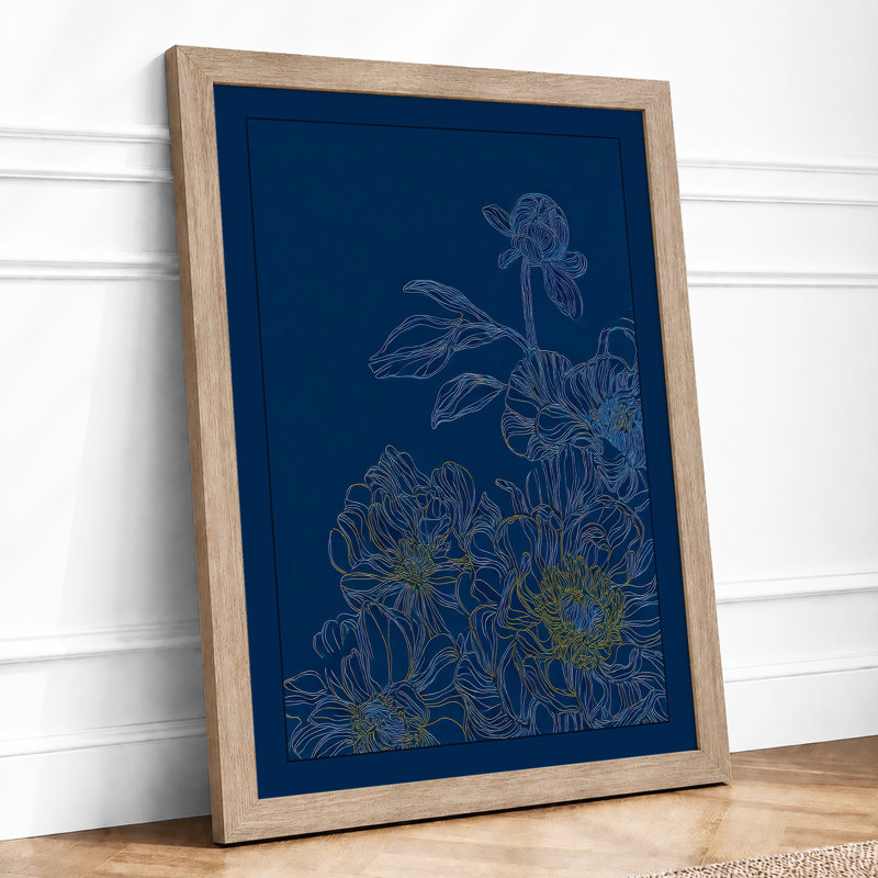 Chrysanthemum Study Botanical 1 Piece Single Picture Frame Wall Art, A4 - 29.7 x 21.0 cm, Oak