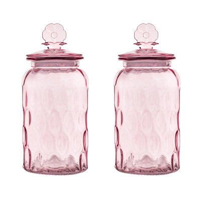 Boite de 10 fleurs en verre texturé Strawberry Street, rondes nervurées, lavande, lot de 2