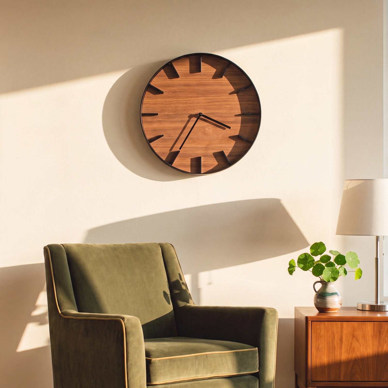 Rin Wall Clock, Walnut