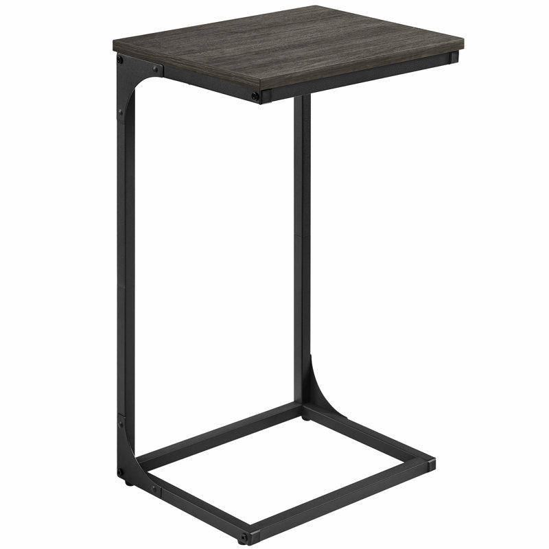 C-shaped End Table, Ebonized Oak/Black, 26.3" H x 15.7" W x 11.8" D