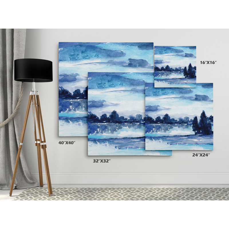 Indigo Land II - impression sur toile tendue, H 16 po x l 16 po x P 1,5 po, Toile tendue