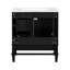 Armoire de salle de bain moderne 30 po, couleur noire, bois massif +, comptoir en céramique, 3 tiroirs et porte pour meuble-lavabo exceptionnel, armoire-130597418