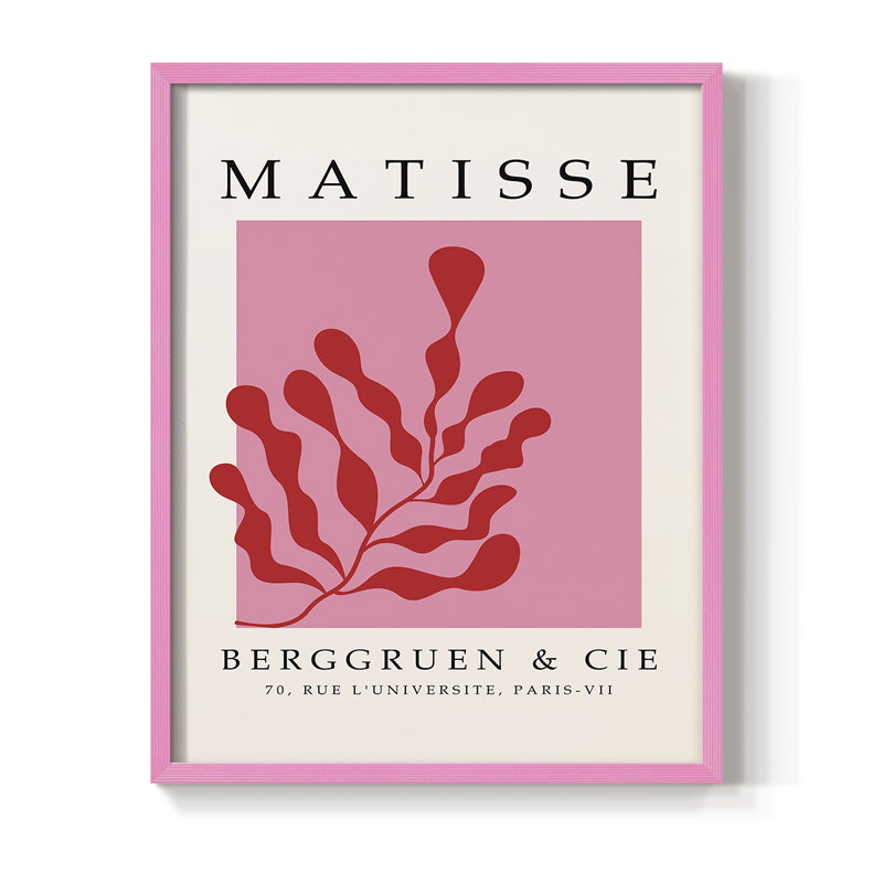 Matisse XLVI, reproduction encadrée - bois massif, Rose, H 10 po x l 8 po