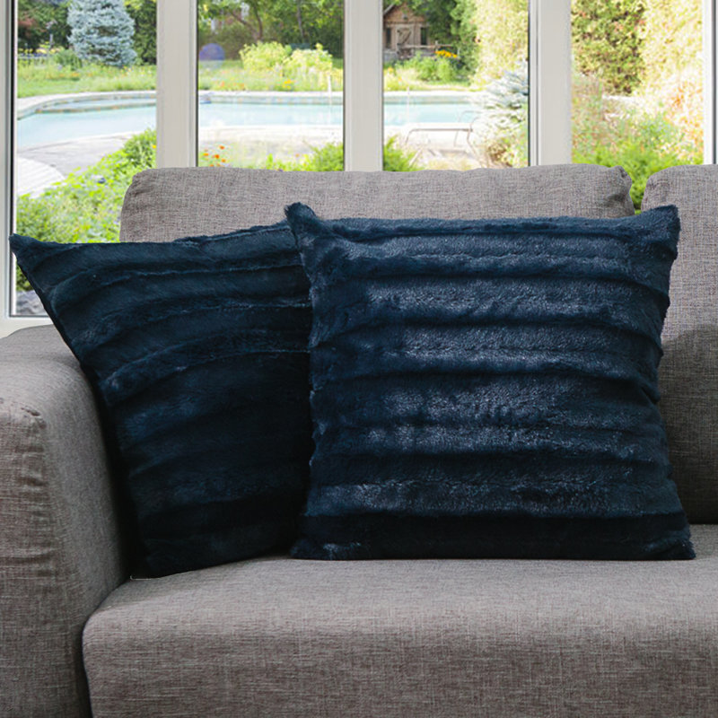 Housse et insert de coussin carré FRBIN, Bleu, H 16 po x l 16 po