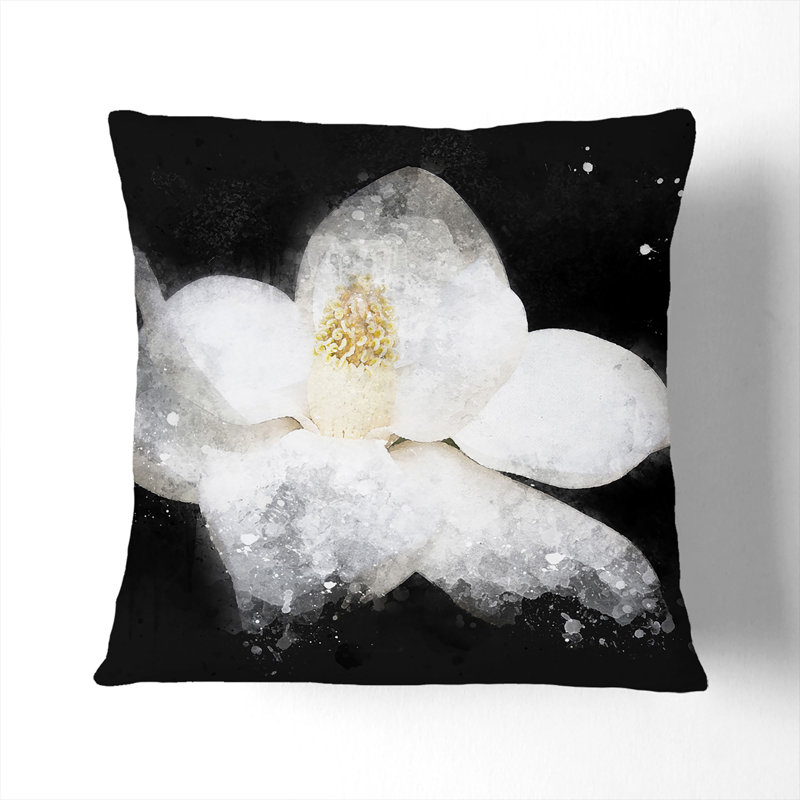 Floral Square Throw Cushion, Black, 40cm H x 40cm W x 15cm D