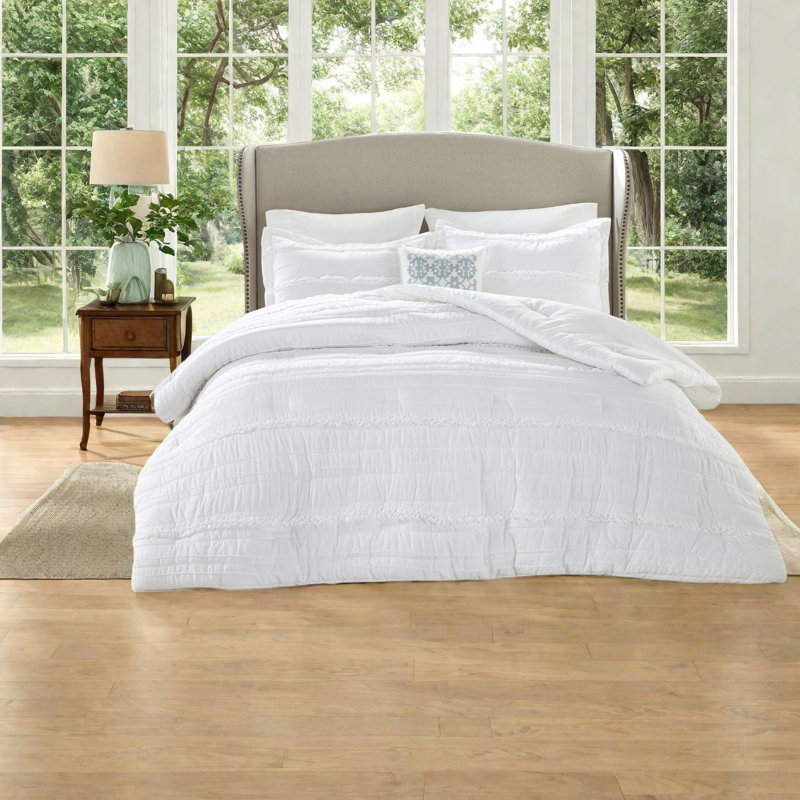 Elegant Cal King Bedding Sets, Microfiber Ruffled Farmhouse Home