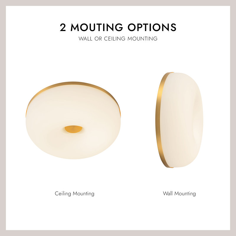 Jada 12-in Gold dimmable LED Flush Mount, Brushed Gold