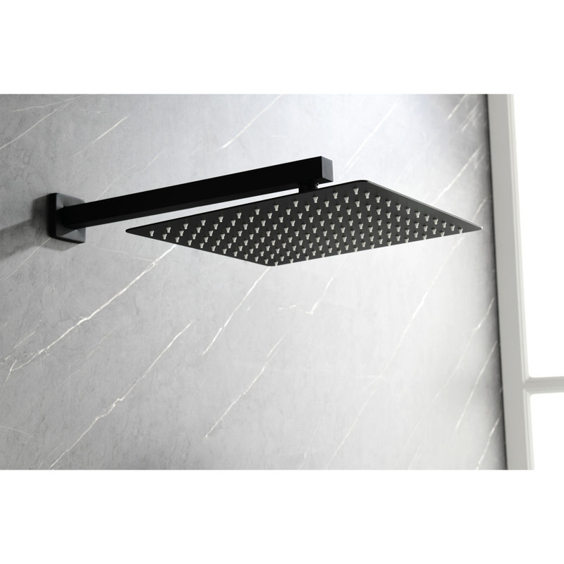 Matte Black Shower System With Materials And Components: Head, Hand Shower, Hose, Valve Trim, Lever Handles, Niche - Resistance To Rust Corrosion System: Damage