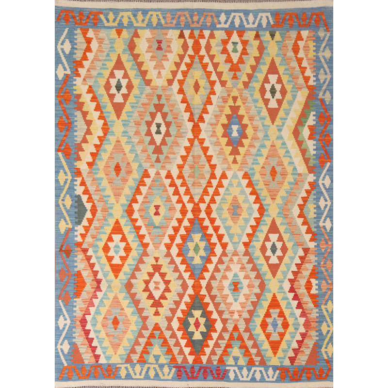 Reversible Wool Kilim Oriental Area Rug 5x7