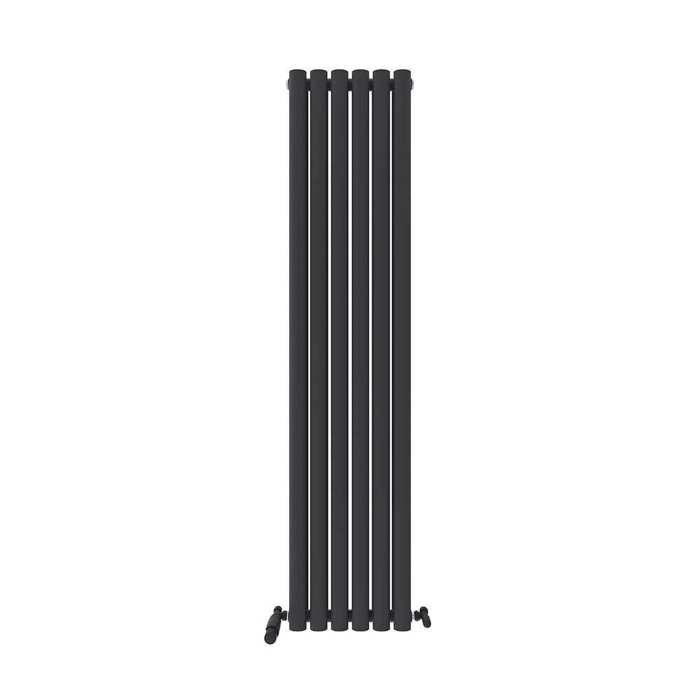 iBathUK Princia Vertical Double Oval Panel Radiator Angled Valve