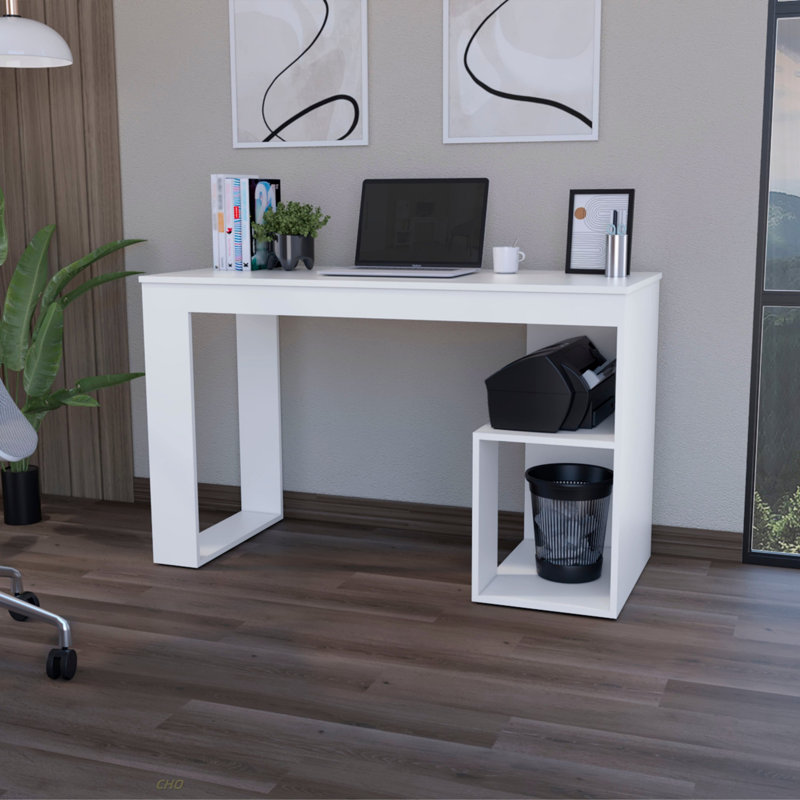Bureau d'écriture blanc à deux tablettes