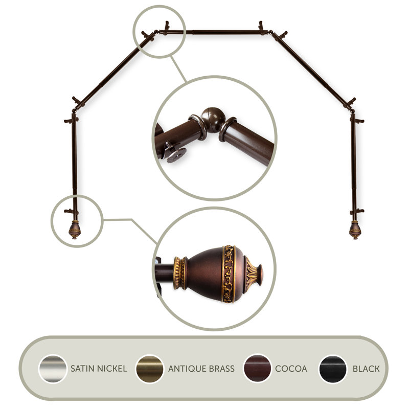 Tringle à rideaux simple réglable 0,81 po Keyla, Cacao, 28 po à 48 po (chaque côté)