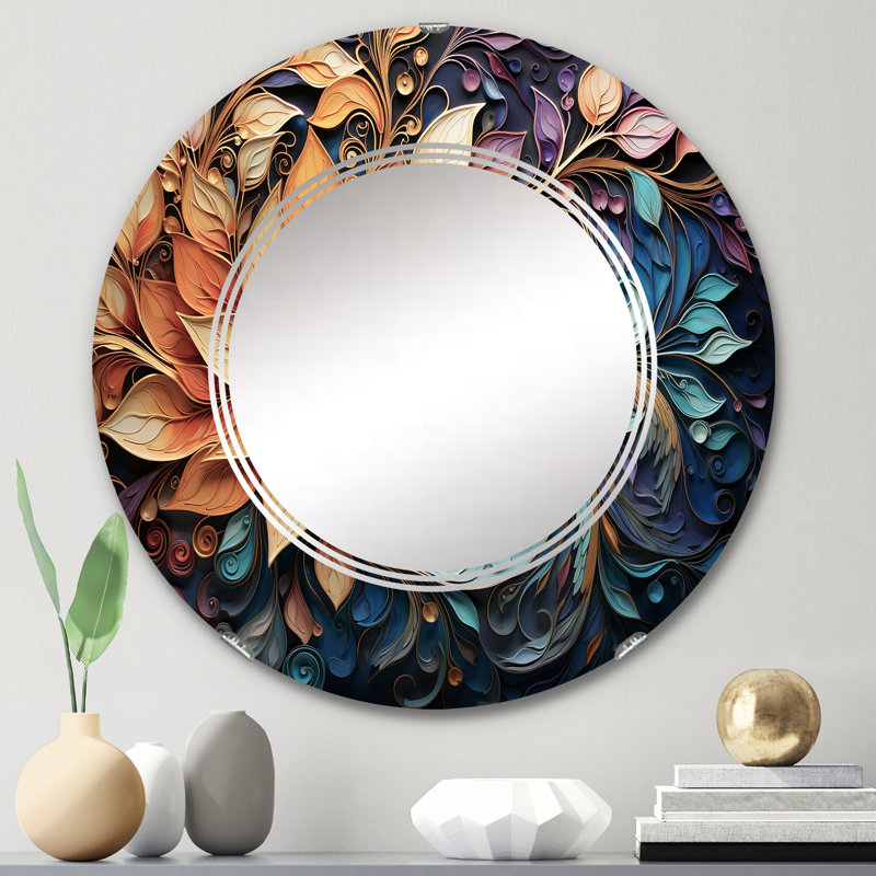 Montecello - Miroir mural rond indien, 24 po x 24 po