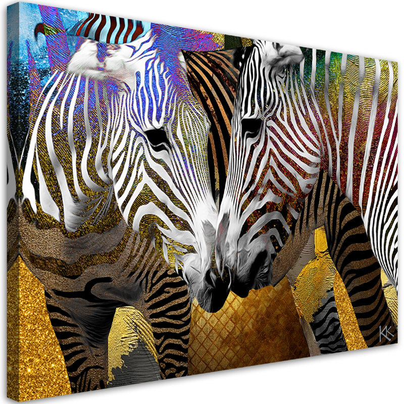 Mural, Abstract Zebra Animal - No Frame Print on Canvas, 80cm H x 120cm W