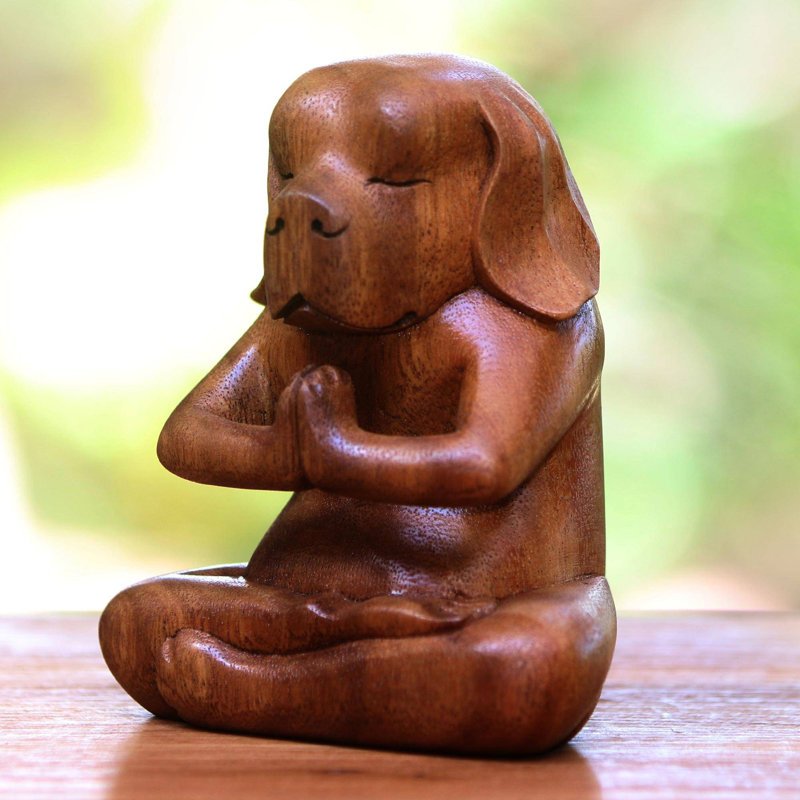 Figurine en bois yoga beagle Madelina