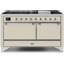 ILVE UM15FDQNS3BKCLP Majestic II 60 inch Dual Fuel Range with 9 Burners, Griddle (Liquid Propane, Solid Door, Glossy Black, Chrome)-1666292706-1666292730