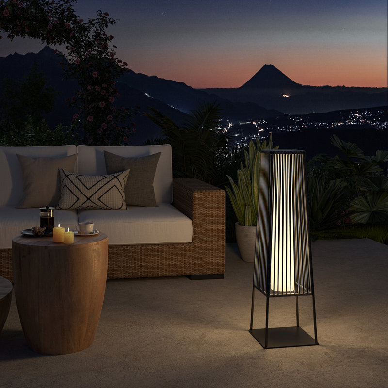 31.5'' Outdoor Solar Floor Lamp (Set of 2), Gray