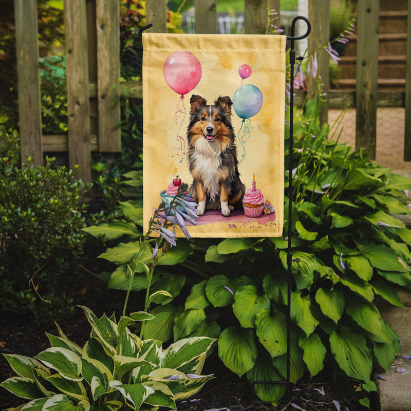 Drapeau de jardin «Happy Birthday», Berger Shetland