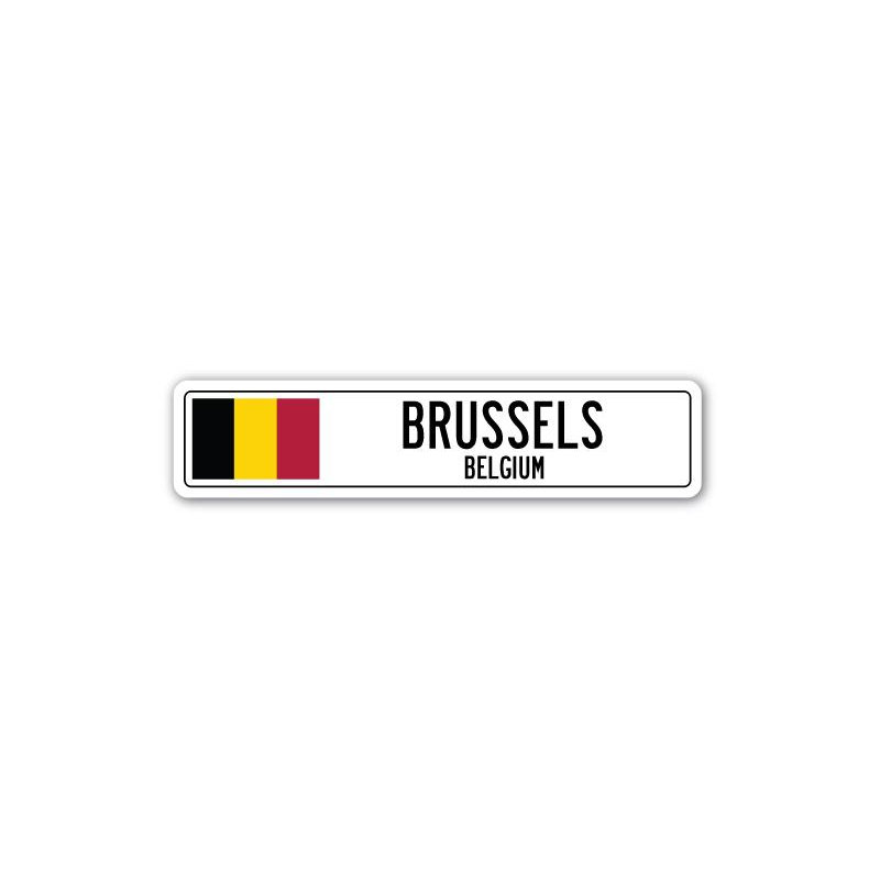 Plaque de rue Atmore, drapeau de Bruxelles, aluminium, H 8 po x l 36 po x P 1 po