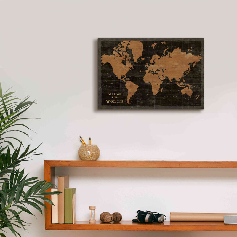 Red World Barrel Studio «World Map Industrial» par Sue Schlabach, impression sur toile par estampe numérique