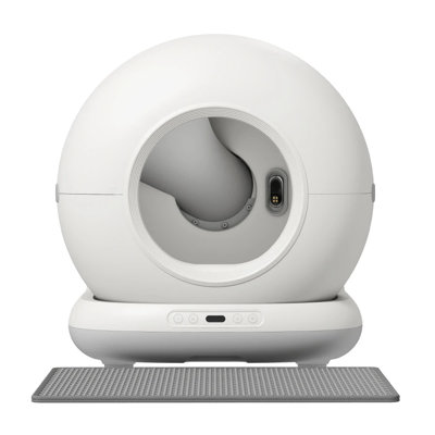 Automatic Self-Cleaning Litter Box with UVC Purification and Odor Control, Gray and White ABS Design