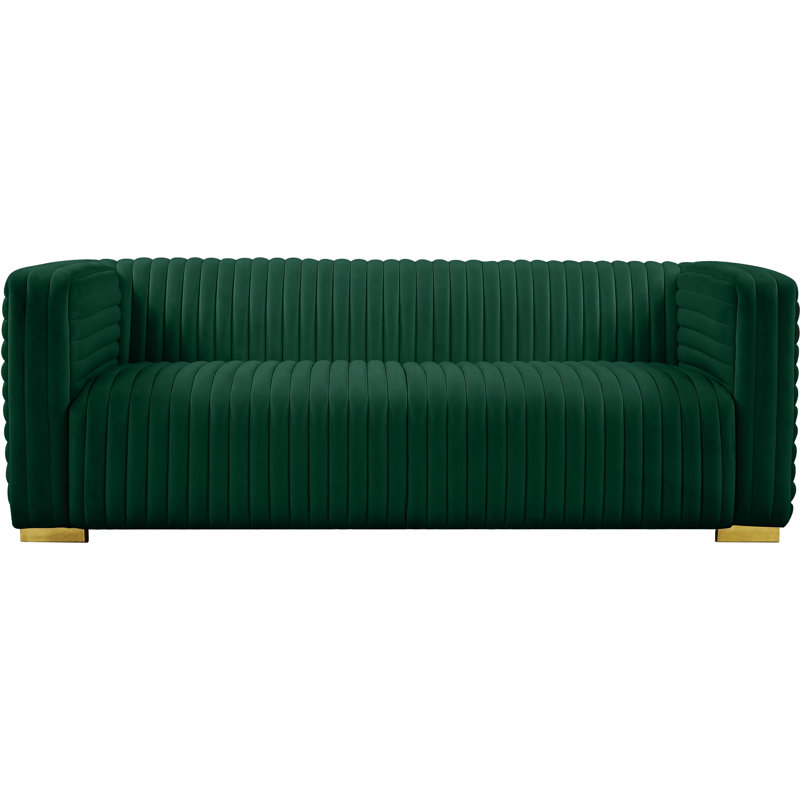 Fareid 88'' Velvet Sofa, Green Velvet