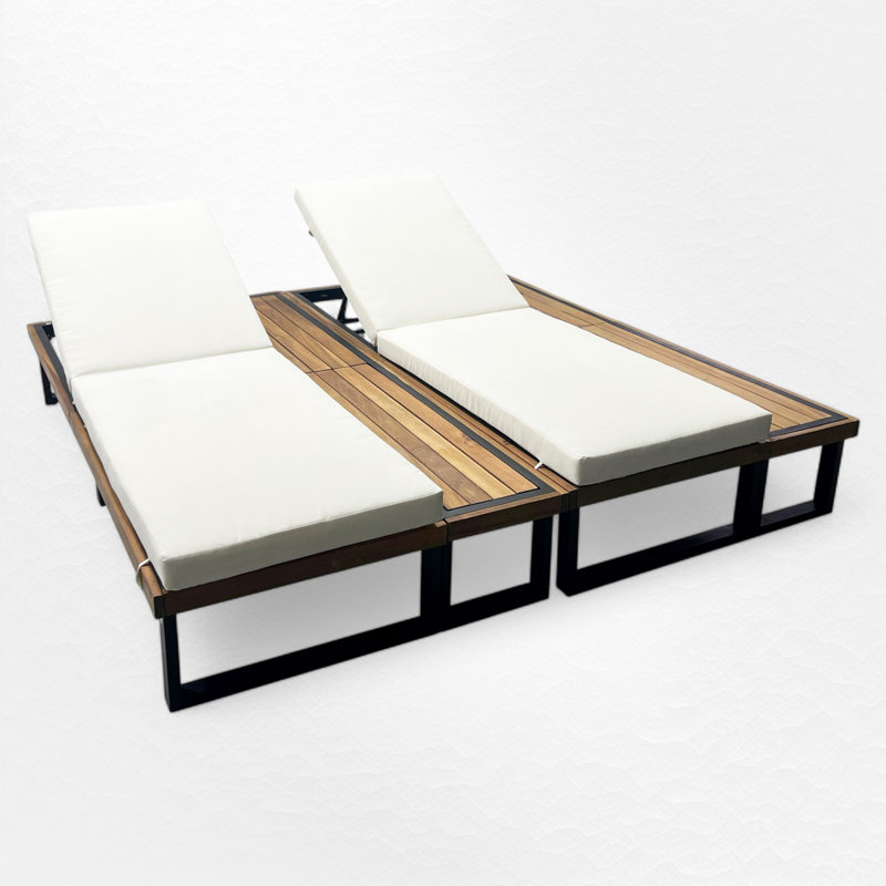 Ensemble de chaises longues d'extérieur (ensemble de 2), Beige