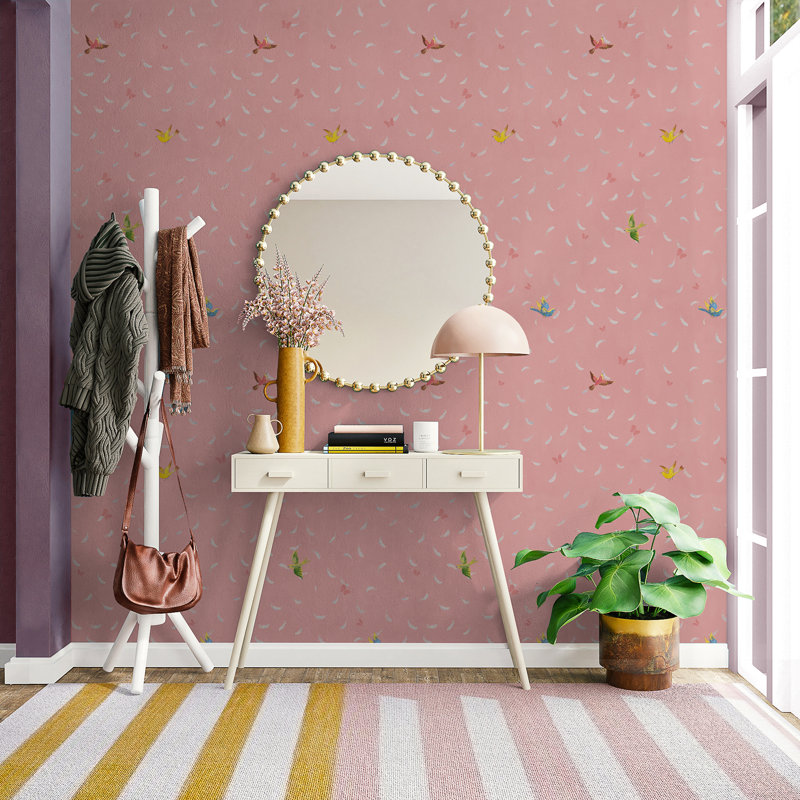 Rouleau de papier peint Paule Marrot Feathers (var. 1), Rose