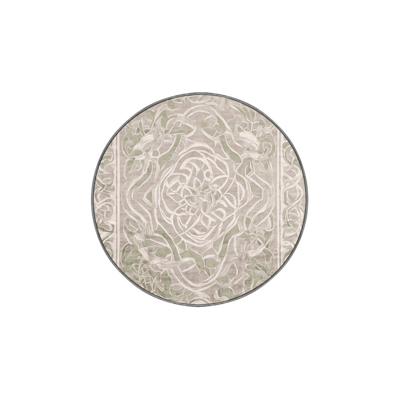 Tapis gris lavable à la machine, Rond 8 pi