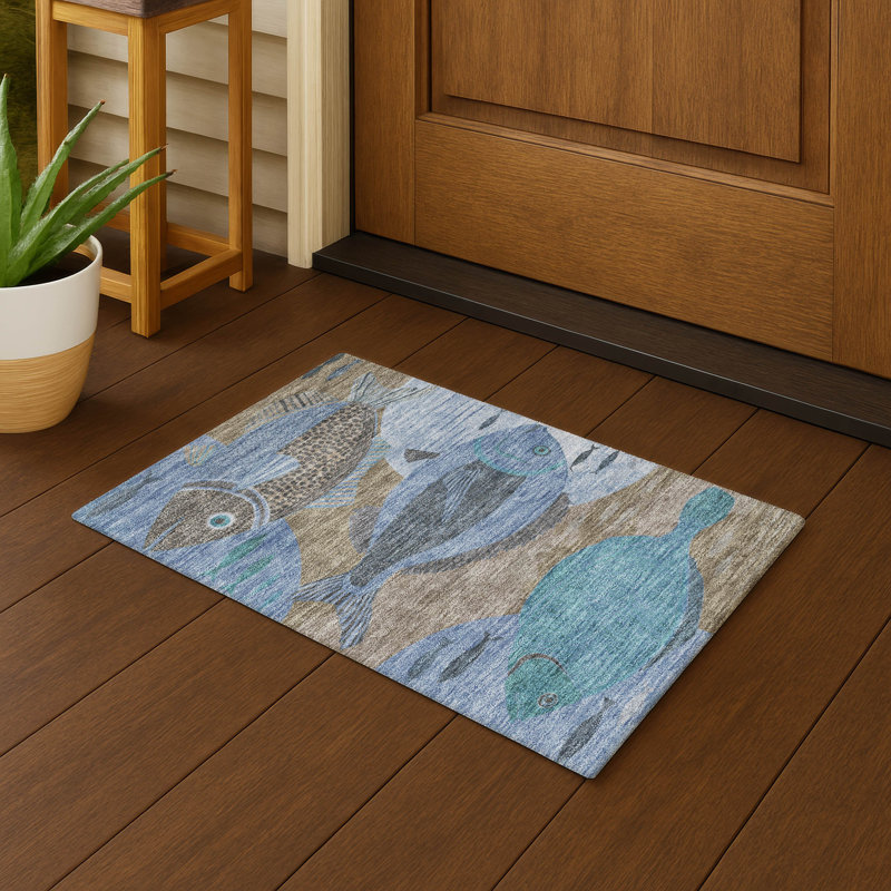 Tapis côtier intérieur / extérieur lavable à la machine ACN2447, Taupe, 1 pi 8 po x 2 pi 6 po