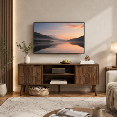 47.2" TV Stand for TVs up to 48,Mid‑Century Modern Entertainment Center Media Console with Storage Cabinets for Living Room and Bedroom
