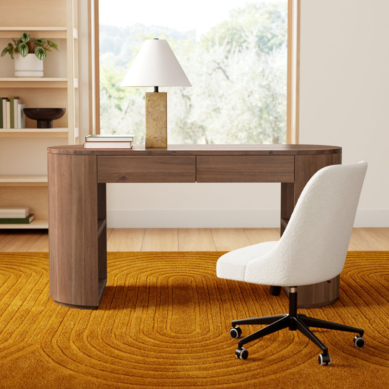 Lillian Oval Writing Desk, Caramel Brown