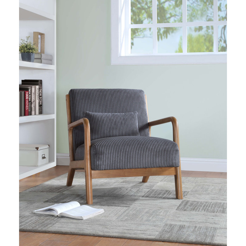 Fauteuil en velours côtelé Corduroy, Dark Grey, Brun