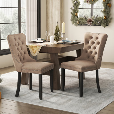 Tufted Velvet Wing Back Side Dining Chairs