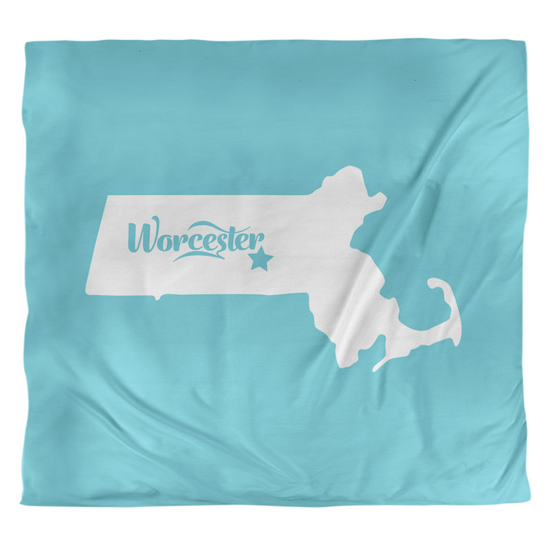 Housse de couette simple Massachusetts, Housse de couette pour grand lit, Bleu sarcelle, Polyester brossé