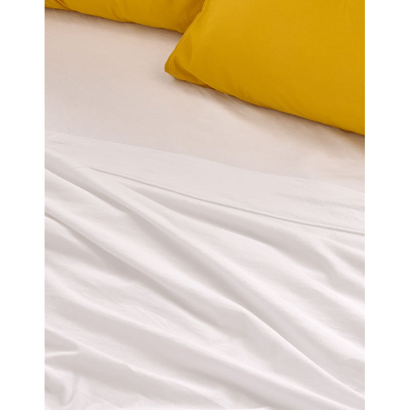  Ensemble de draps 100% coton 400 fils 400 fils, Blanc, Grand
