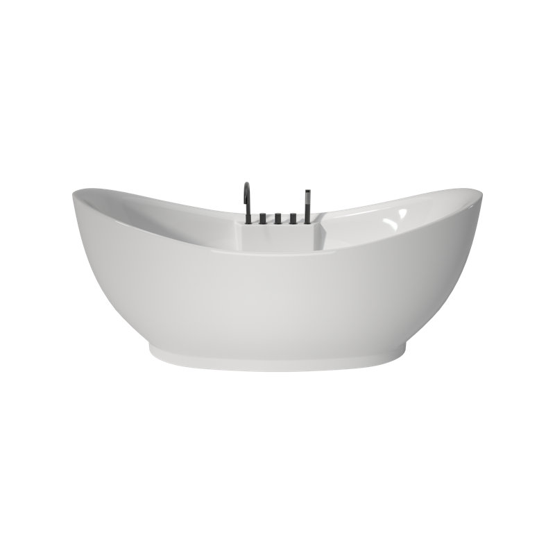 Baignoire tourbillon autoportante 71 pouces avec bulles d'air et hydromassage, baignoire en acrylique blanc brillant pour salle de bain