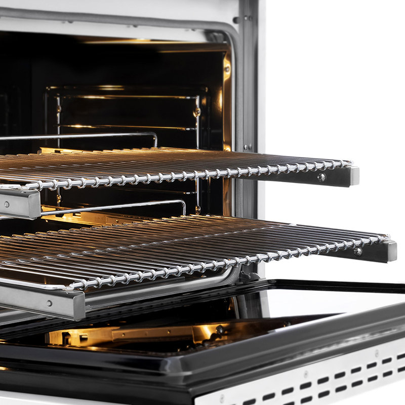ZLINE Autograph Edition 36 in. 5.2 cu. ft. Paramount Dual Fuel Range W/ 6 Burner DuoPro Cooktop and Electric Convection Oven in Satin Stainless Steel W/ White Matte Door and Champagne Bronze Accents