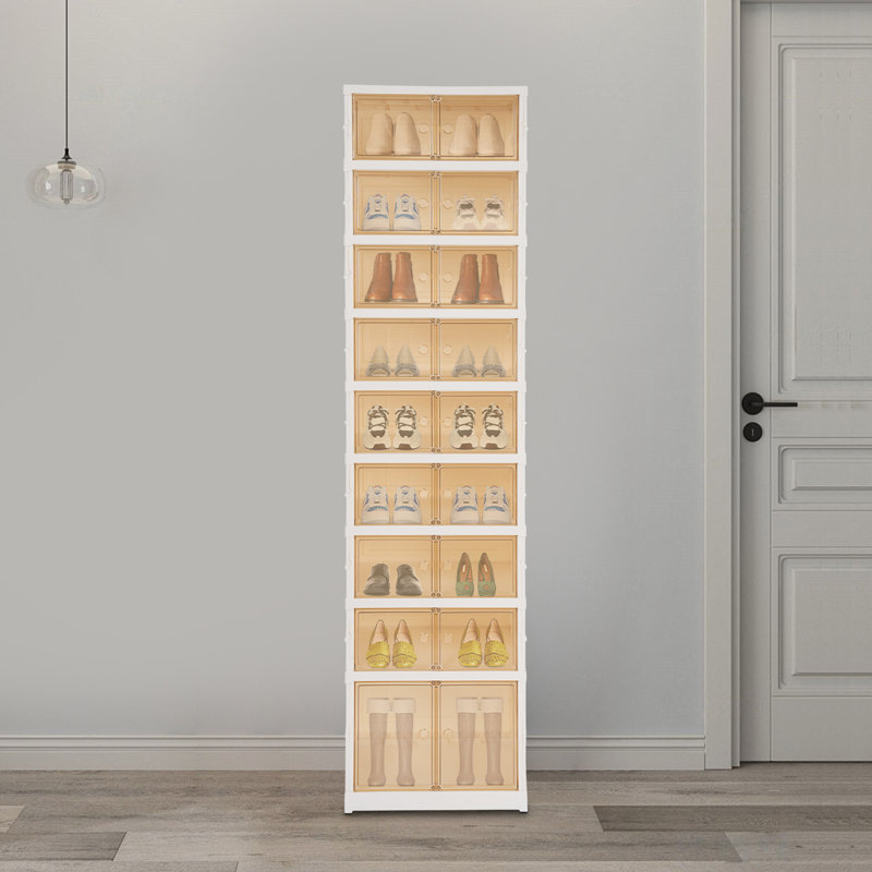 9-Tier Foldable Shoe Rack Plastic Collapsible Shoes Storage Box